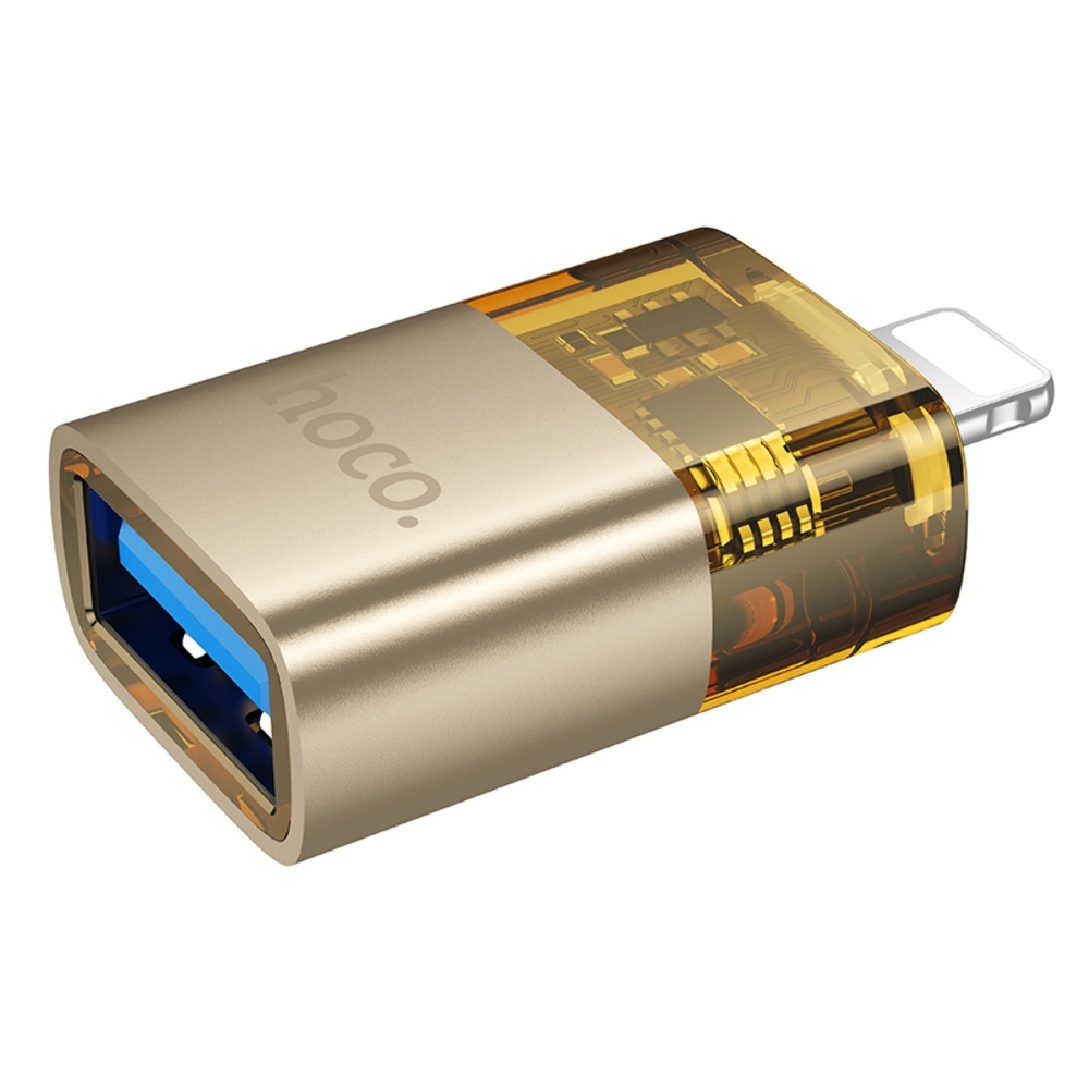 Адаптер переходник Hoco UA36 Lightning to USB gold
