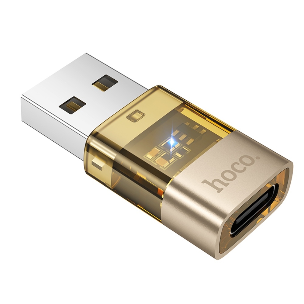 Адаптер переходник Hoco UA36C USB to Type-C gold