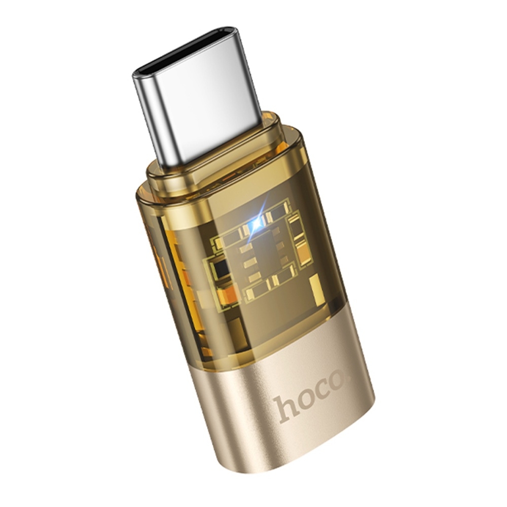 Адаптер переходник Hoco UA36D Type-C to Lightning gold