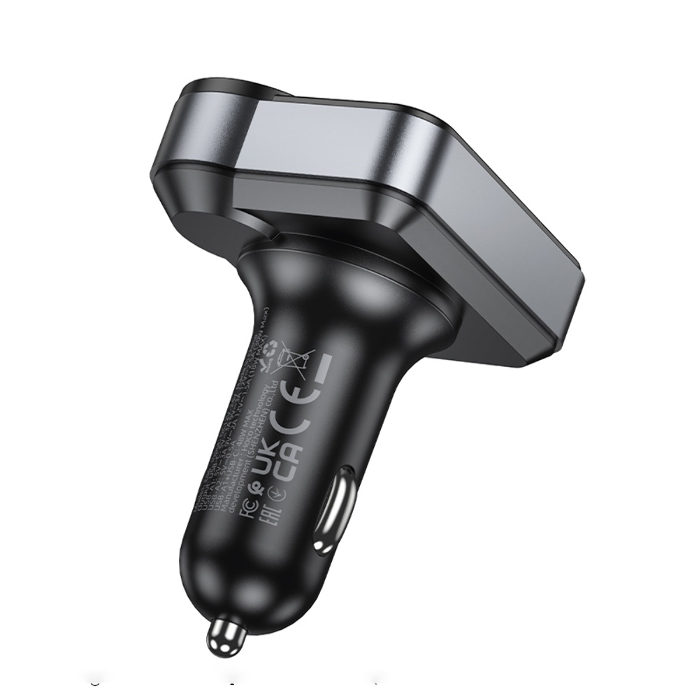 Автомобильное зарядное устройство Hoco E86 2 USB/ Type-C 48W PD QC 30W c дисплеем и FM-модулятором black
