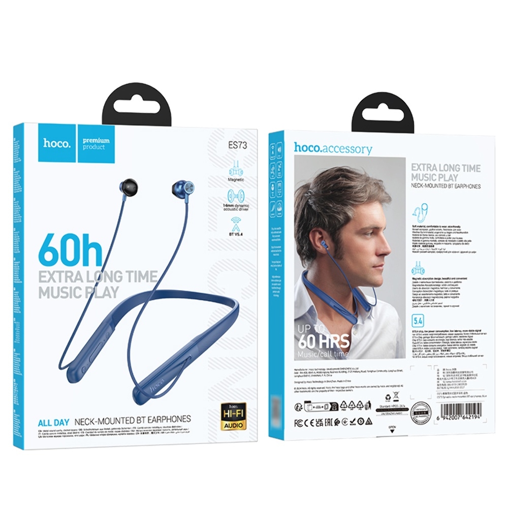 Беспроводные наушники Hoco ES73 вкладыши blue