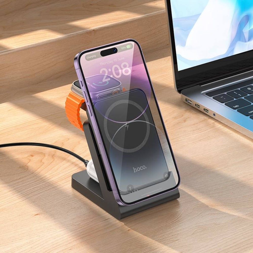 Power bank Hoco J149 3в1 5000mAh магнитный с функцией беспроводной зарядки black