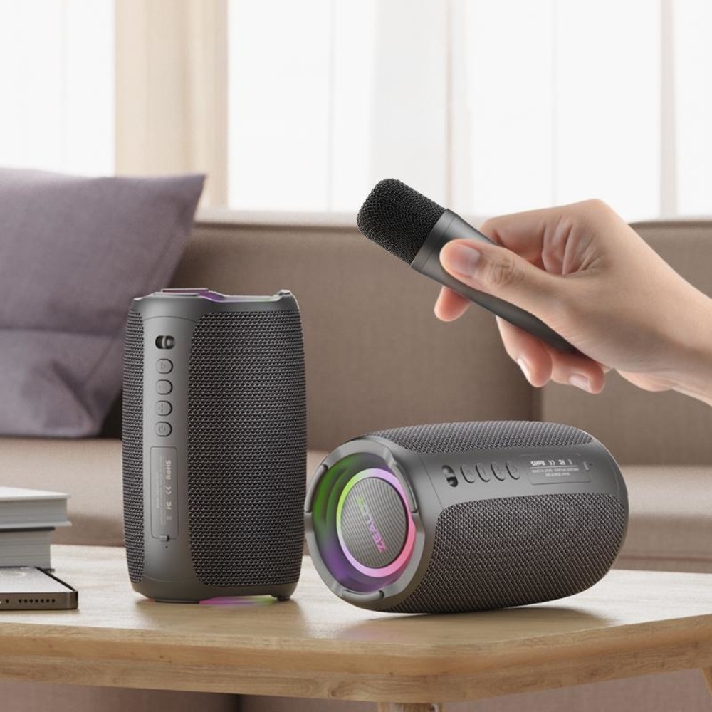 Портативная Bluetooth колонка ZEALOT S61M с LED подсветкой + микрофон Black