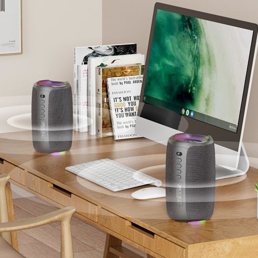 Портативная Bluetooth колонка ZEALOT S61M с LED подсветкой + микрофон Black