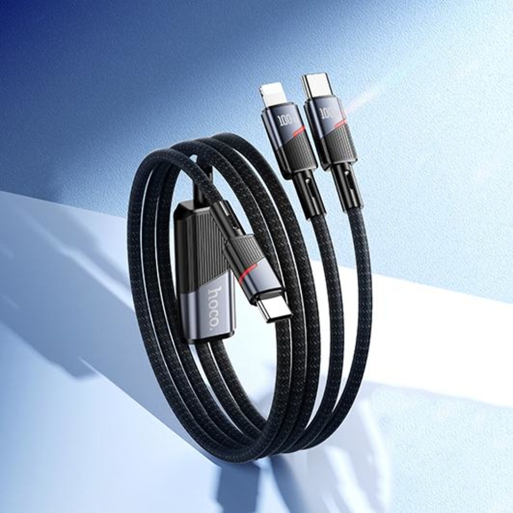 Кабель Hoco U139 2в1 Type-C to Type-C/ Lightning 100W 1.2m black