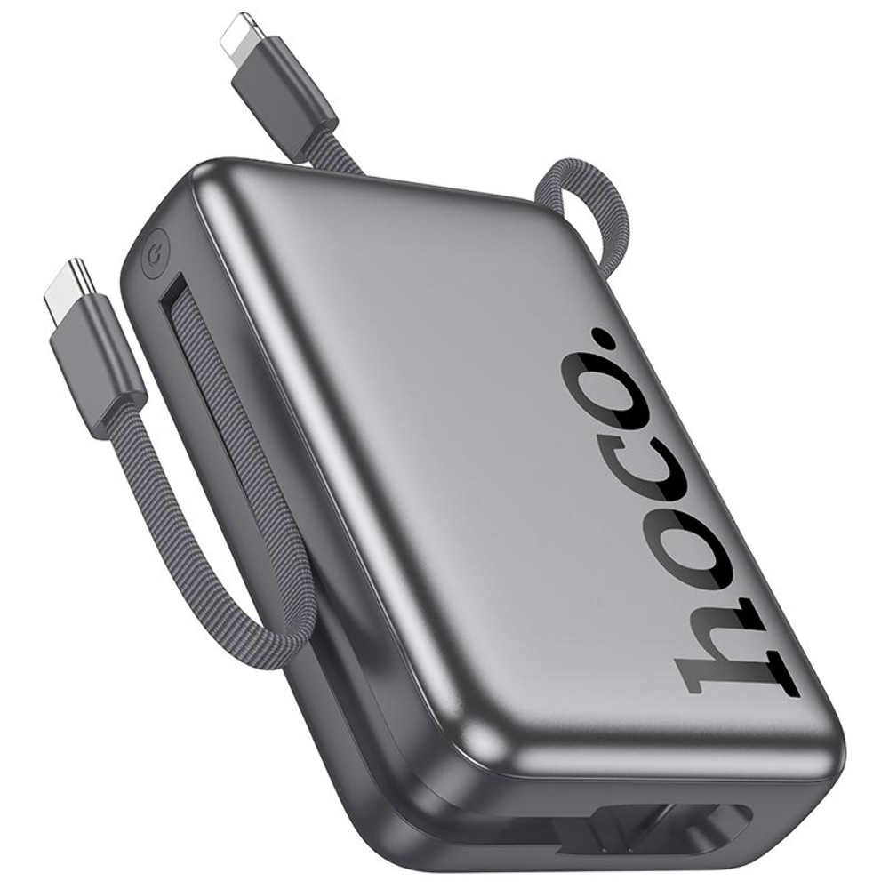 Power bank Hoco Q39 20000mAh 22.5W+PD 20W + кабель 2в1 Type-C/ Lightning metal grey