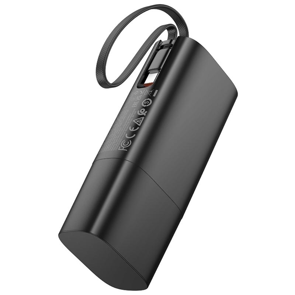 Сетевое зарядное устройство Hoco J148 со встроенным Power Bank 5000mAh PD 20W + кабель Type-C black