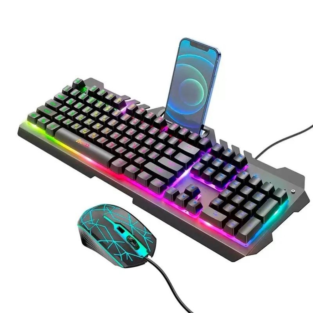 Комплект клавиатура и мышь Hoco DI16 (ENG/ РУС) с RGB подсветкой black