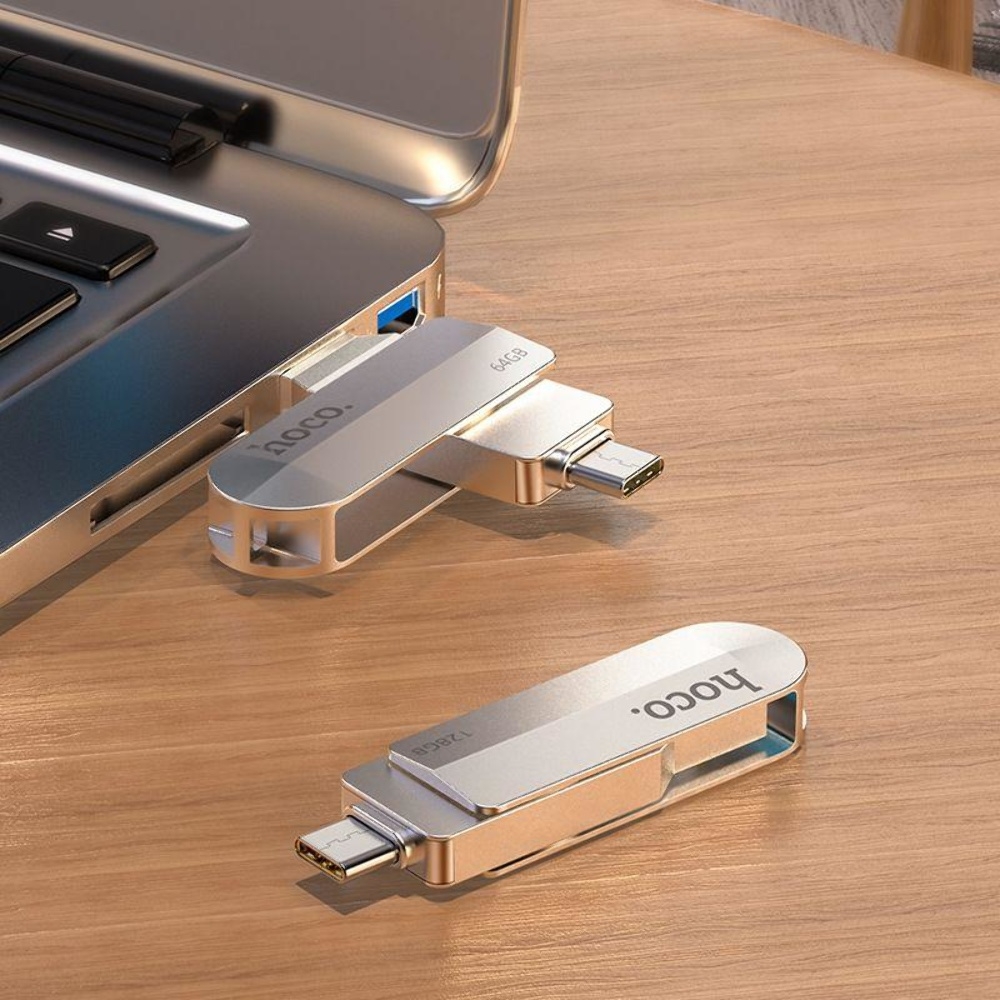 USB накопитель Hoco UD10 16GB Wise с разъемами Type-C + USB-A и скоростью USB3.0 metal gray