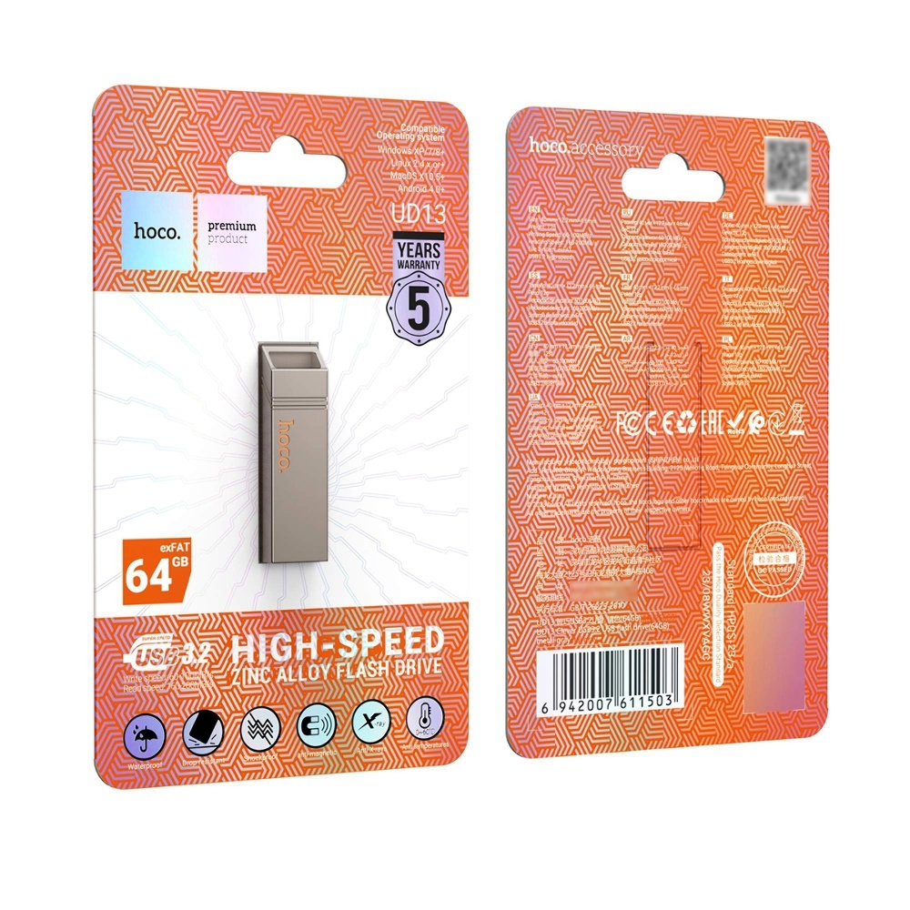 USB накопитель Hoco UD13 64GB Wise Type-C/ USB3.2 metal gray