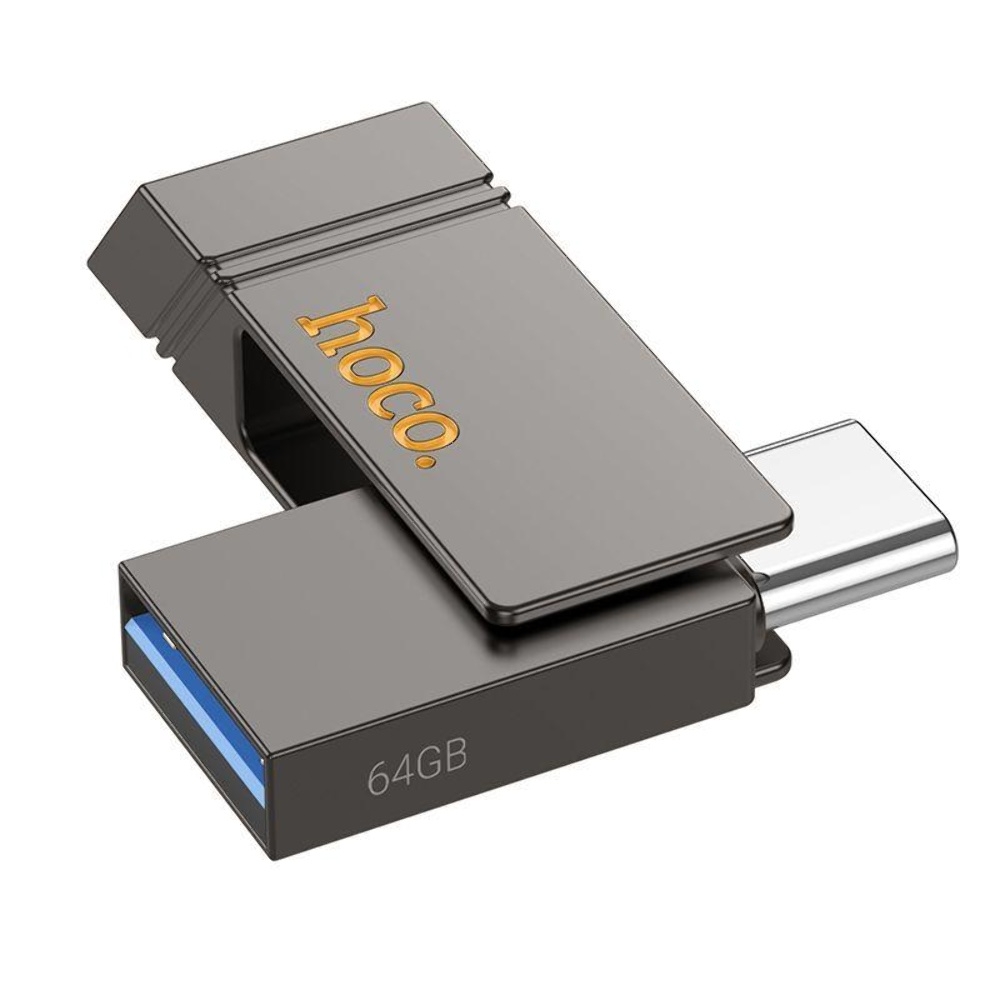 USB накопитель Hoco UD14 64GB Wise Type-C/ USB3.2 + mini flash drive metal gray