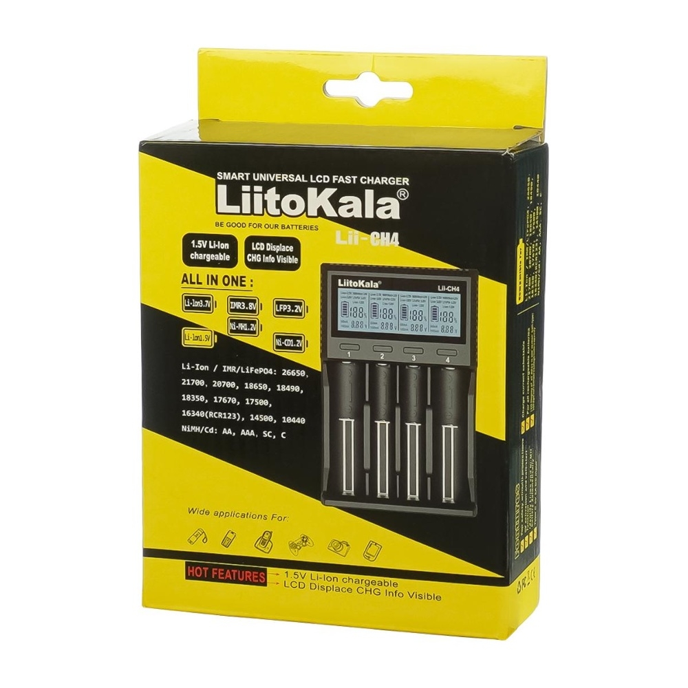 Универсальное зарядное устройство LiitoKala Lii-CH4 для аккумуляторов 18650/ АА/ ААА и других, 4 слота