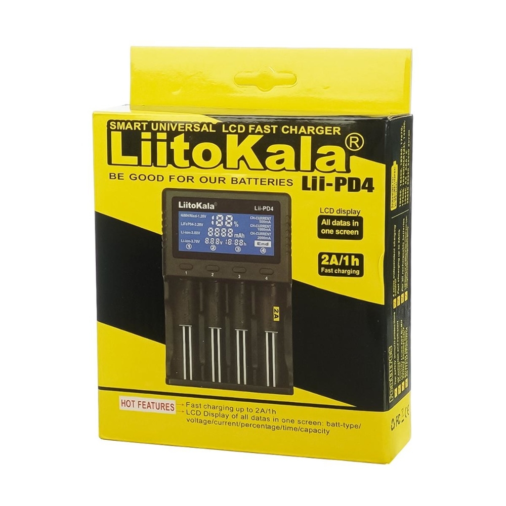 Универсальное зарядное устройство с тестером LiitoKala Lii-PD4 для аккумуляторов 18650/ АА/ ААА и других, 4 слота