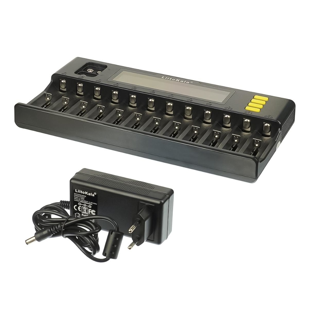Универсальное зарядное устройство с тестером LiitoKala Lii-S12 для аккумуляторов 18650/ АА/ ААА и других, 12 слотов