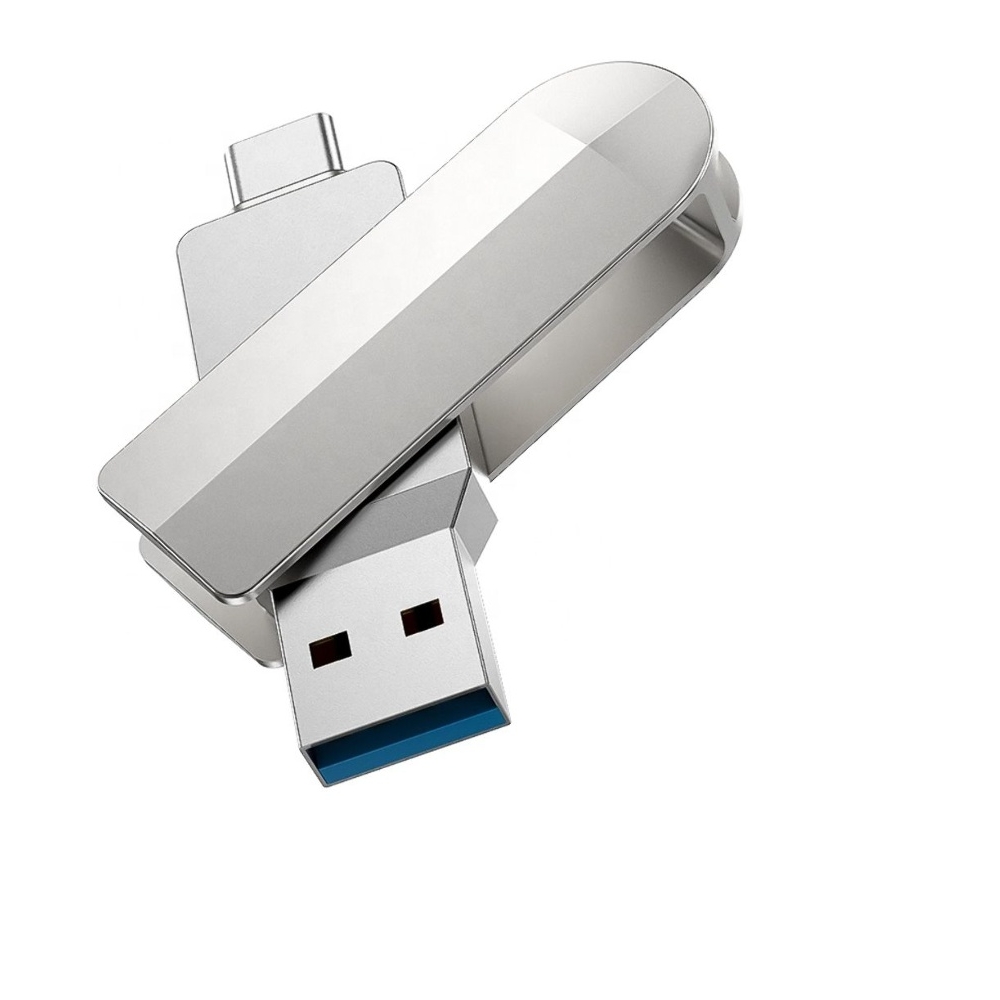 USB флеш накопитель Hoco UD10 128GB 2 в 1 USB 3.0/ Type-C металлический silver