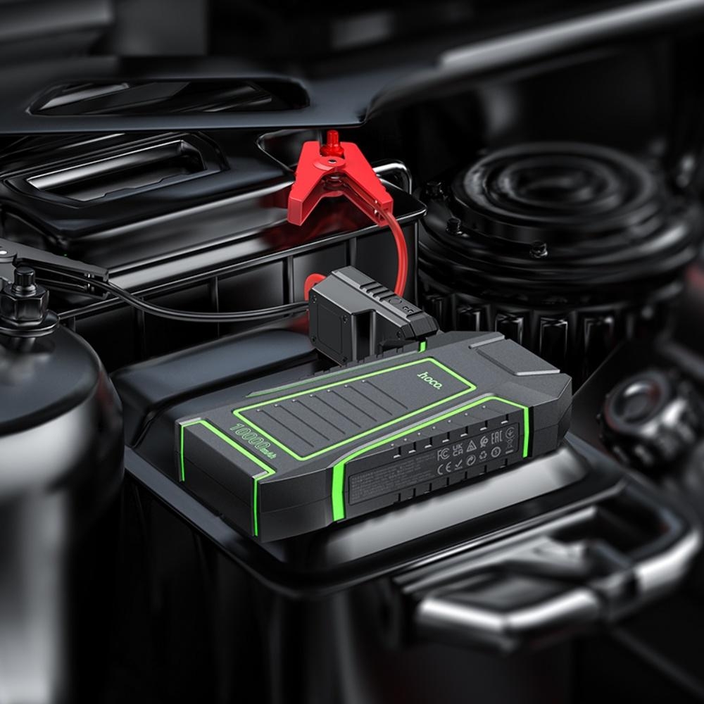 Автомобильное пуско-зарядное устройство Бустер Hoco QS1 10000mAh с фонарем black