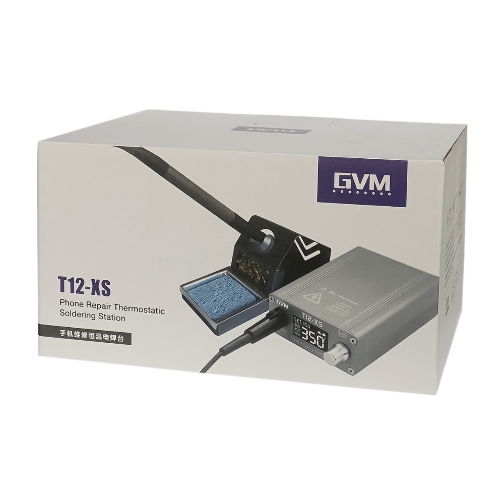 Паяльная станция прецизионная GVM T12-XS (паяльник T12, 3 канала памяти, 72W, 80C - 480C)