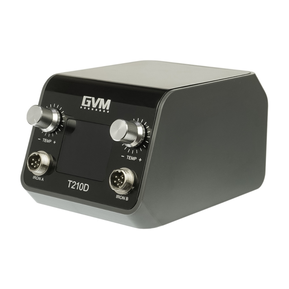 Паяльная станция прецизионная GVM T210D (2 паяльника стандарта JBC 210, 120W, 150C - 480C)