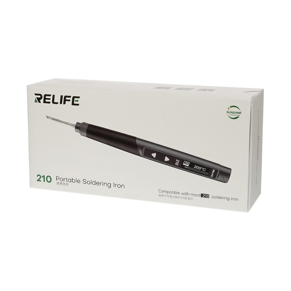 Паяльник прецизионный Relife 210, портативный с жалом стандарта JBC 210 (питание от Type-C 9-12V, 60W, регулировка t 80-420 гр С)