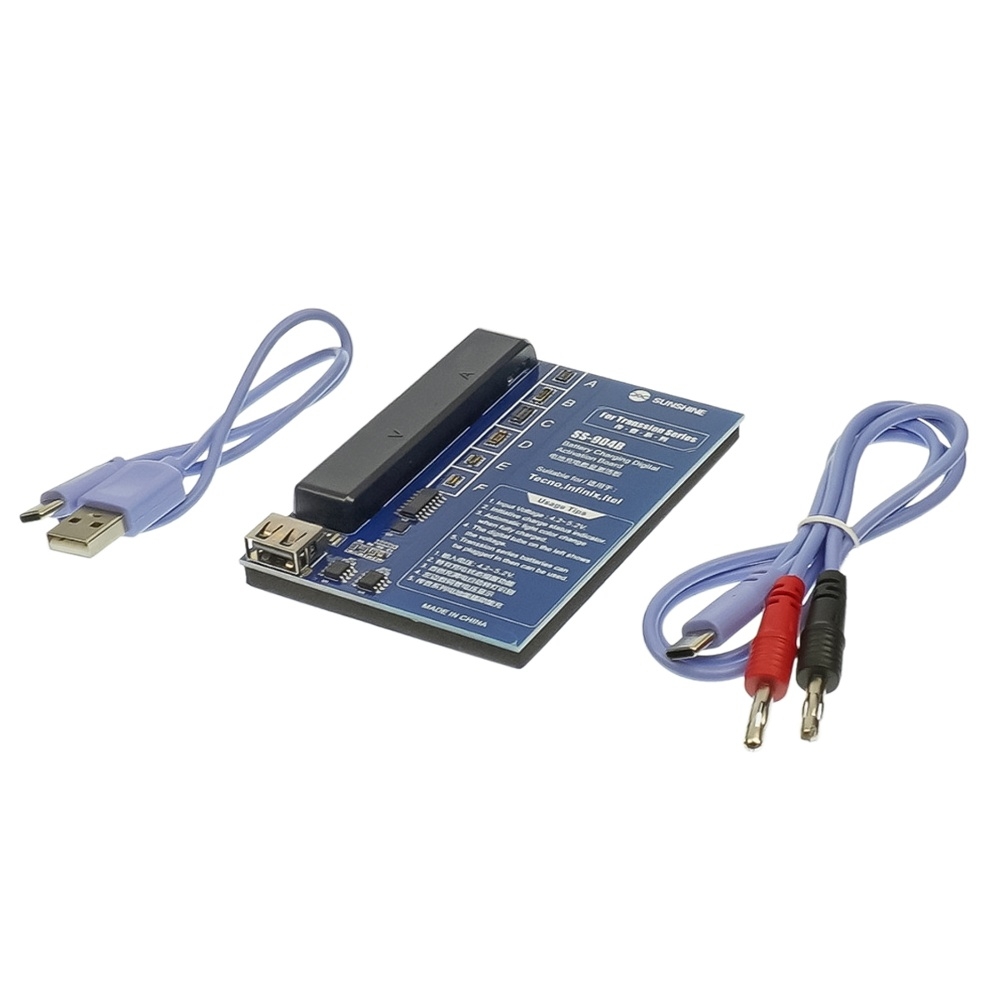 Плата активации и зарядки аккумуляторов Sunshine SS-904B с цифровой индикацией (Tecno/ Itel/ Infinix; кабели Type-C/ USB A/ штеккеры БП)