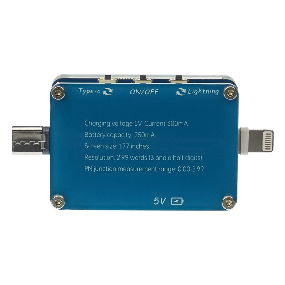 Тестер разъёмов питания Relife TB-09, Type C/ Lightning с ЖК дисплеем и встроенным АКБ