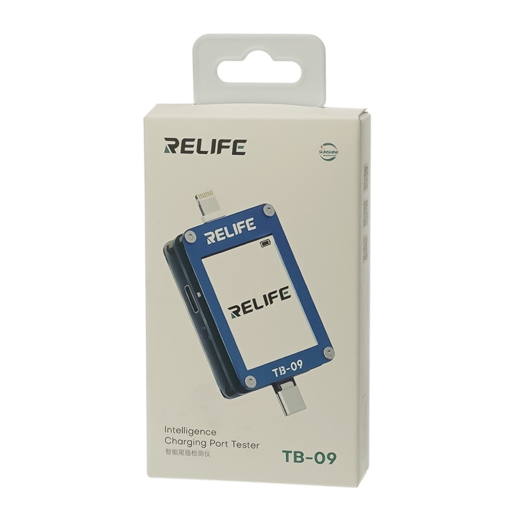 Тестер разъёмов питания Relife TB-09, Type C/ Lightning с ЖК дисплеем и встроенным АКБ