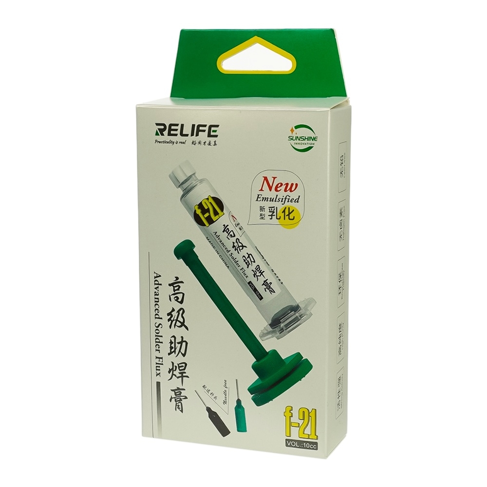 Флюс-паста Relife F-21 10 мл в шприце с пластиковым толкателем, высокоактивная (без содержания галогенов)