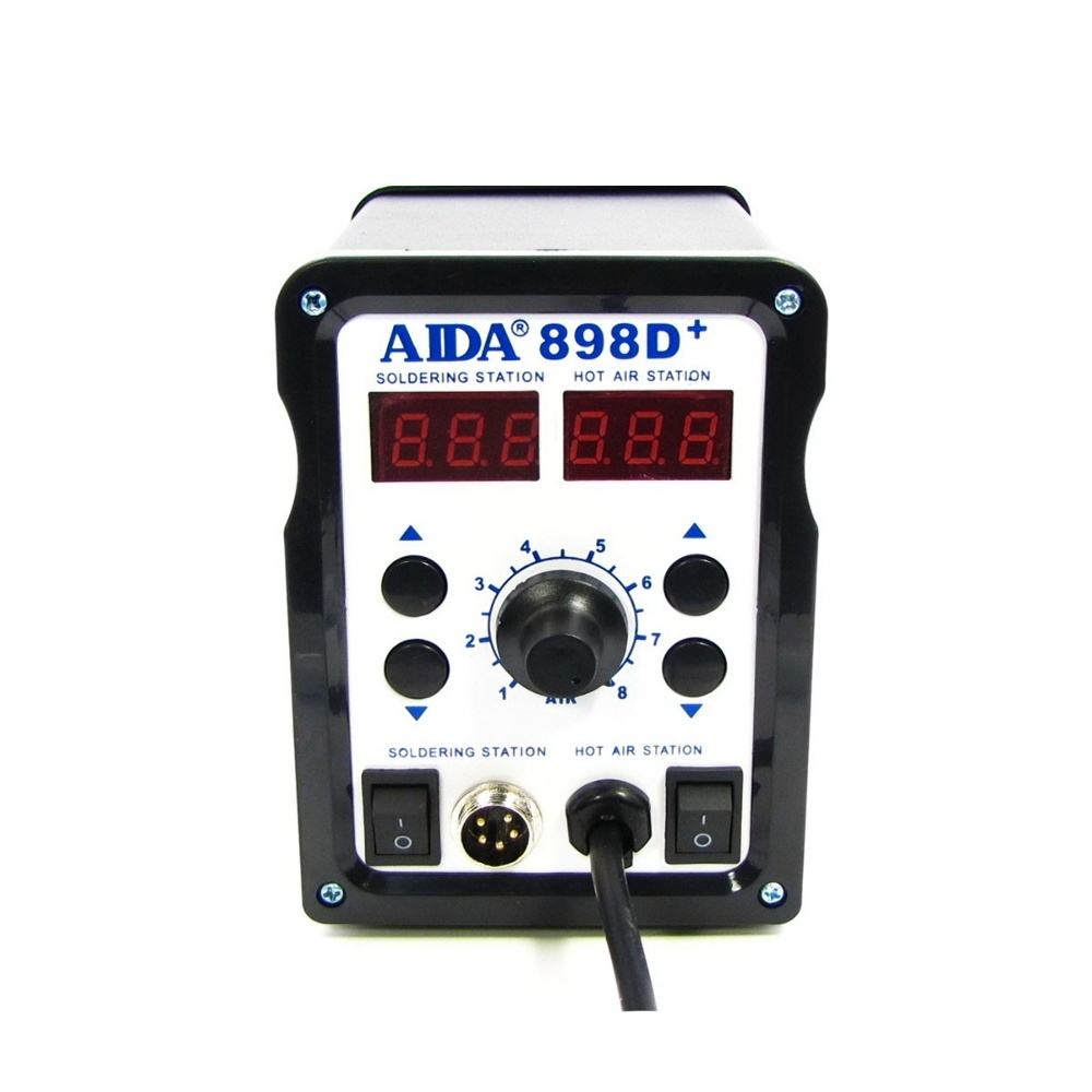 Паяльная станция Aida 898D+ бескомпрессорная, фен, паяльник с нагревательным элементом Hakko