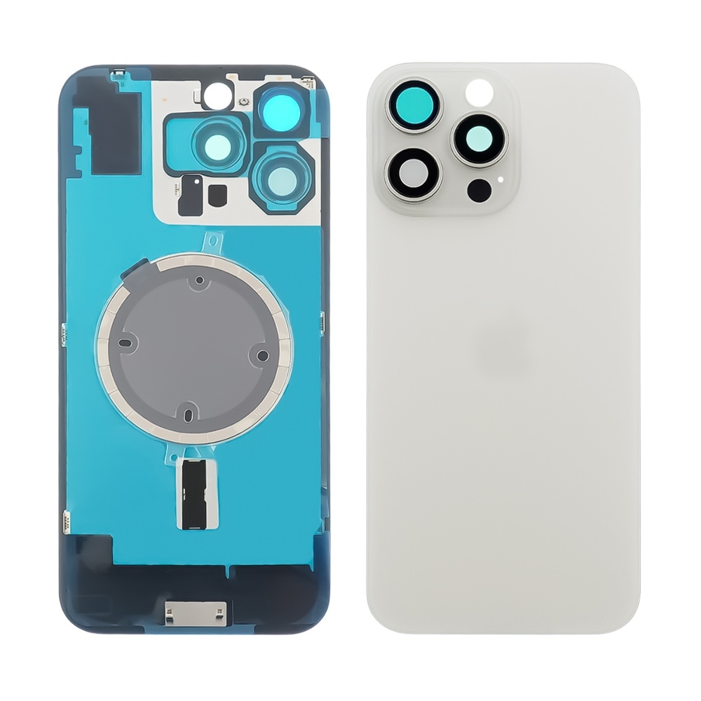 Задня кришка Apple iPhone 16 Pro White Titanium (белое) с рамкой и стеклом камеры