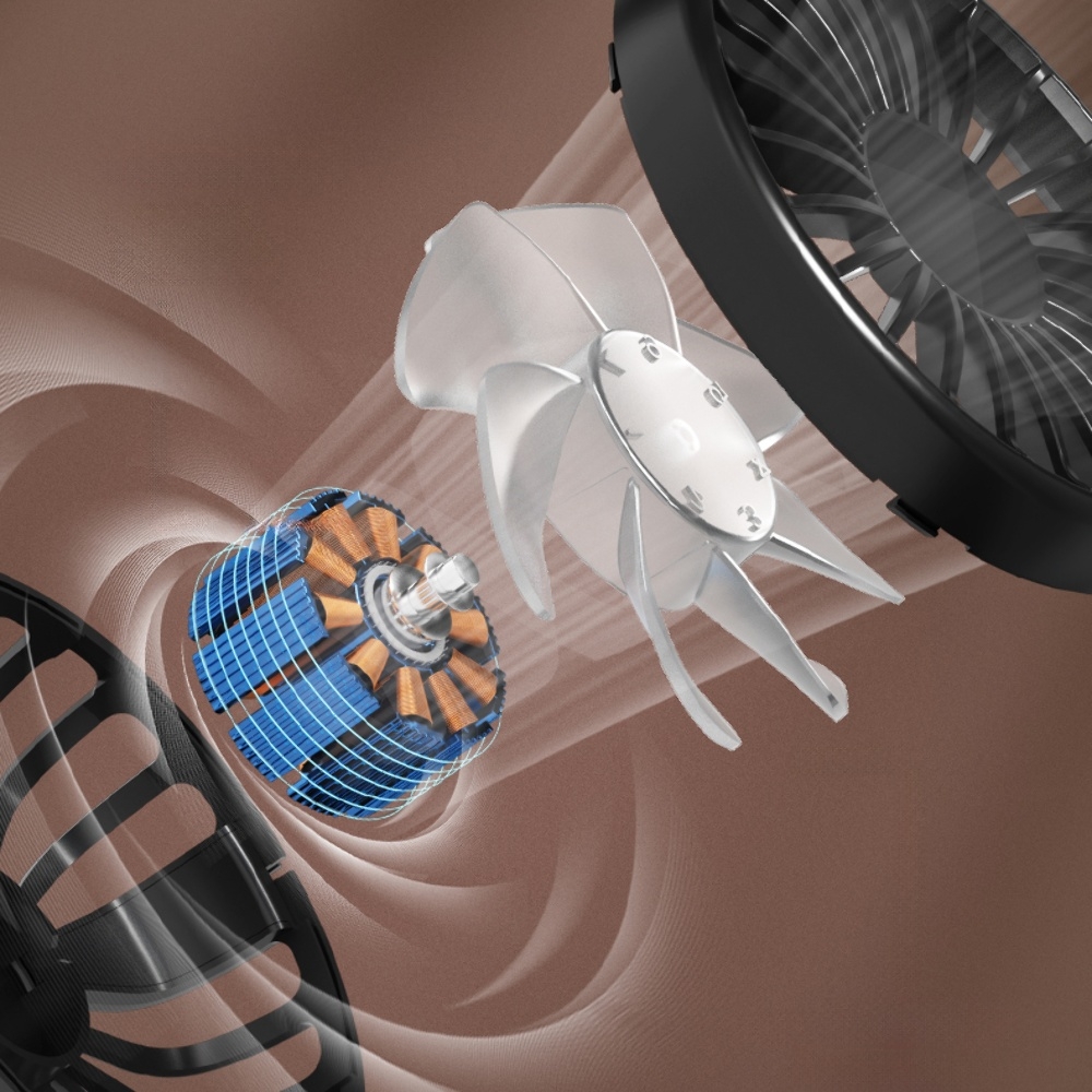 Настольный беспроводной вентилятор F7 с функцией увлажнения и прищепкой black