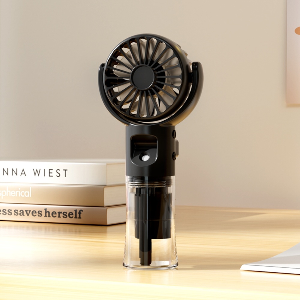 Ручной беспроводной вентилятор F4 с функцией увлажнения black