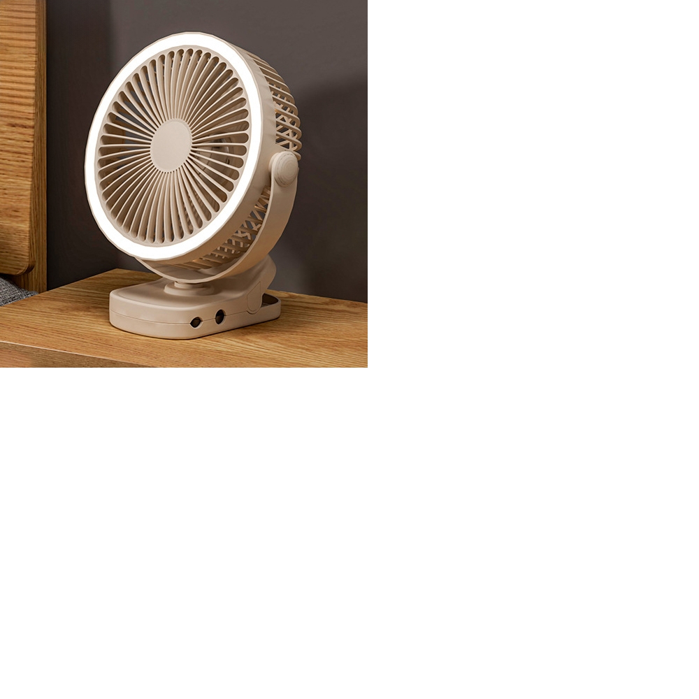 Настольный беспроводной вентилятор D1 с прищепкой и подсветкой white