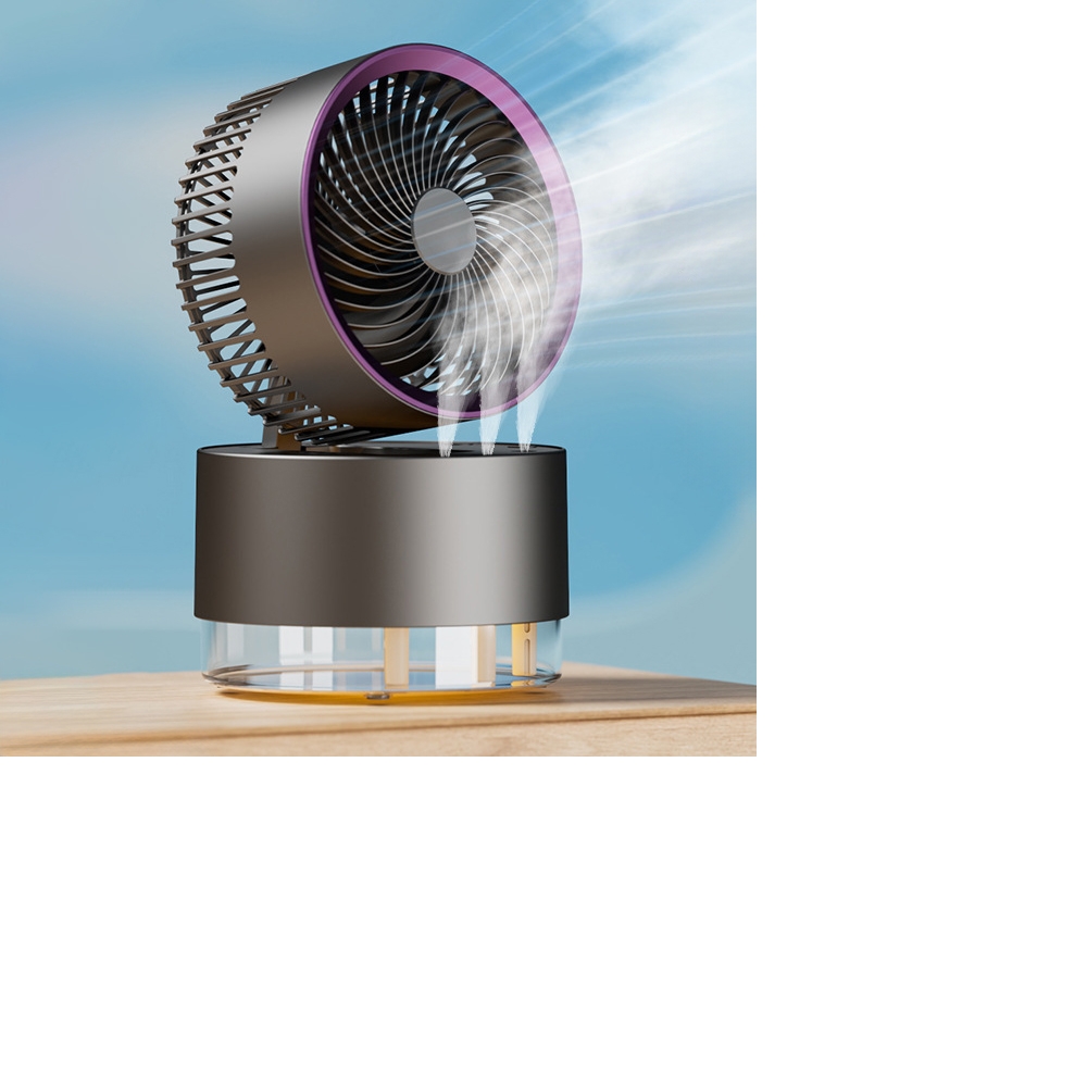 Настольный беспроводной вентилятор F5 с функцией увлажнения и подсветкой black