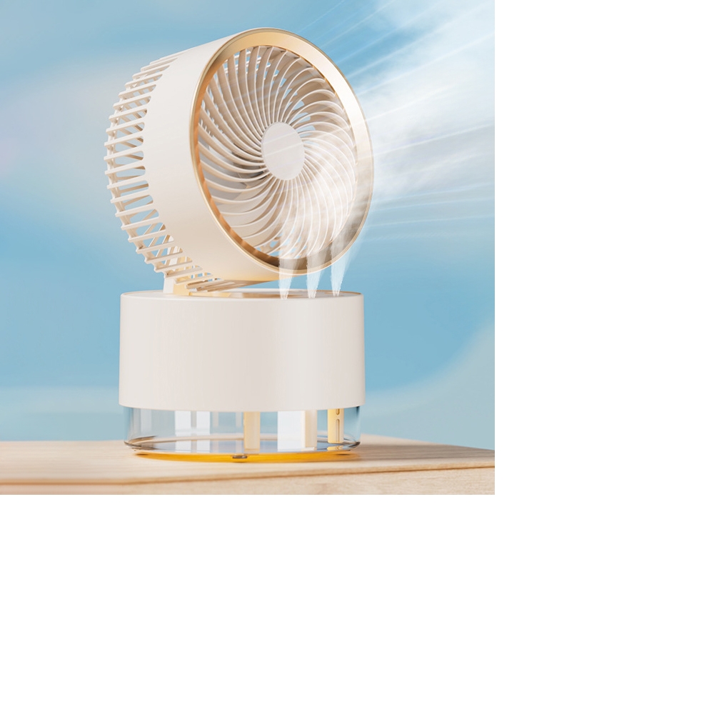 Настольный беспроводной вентилятор F5 с функцией увлажнения и подсветкой white