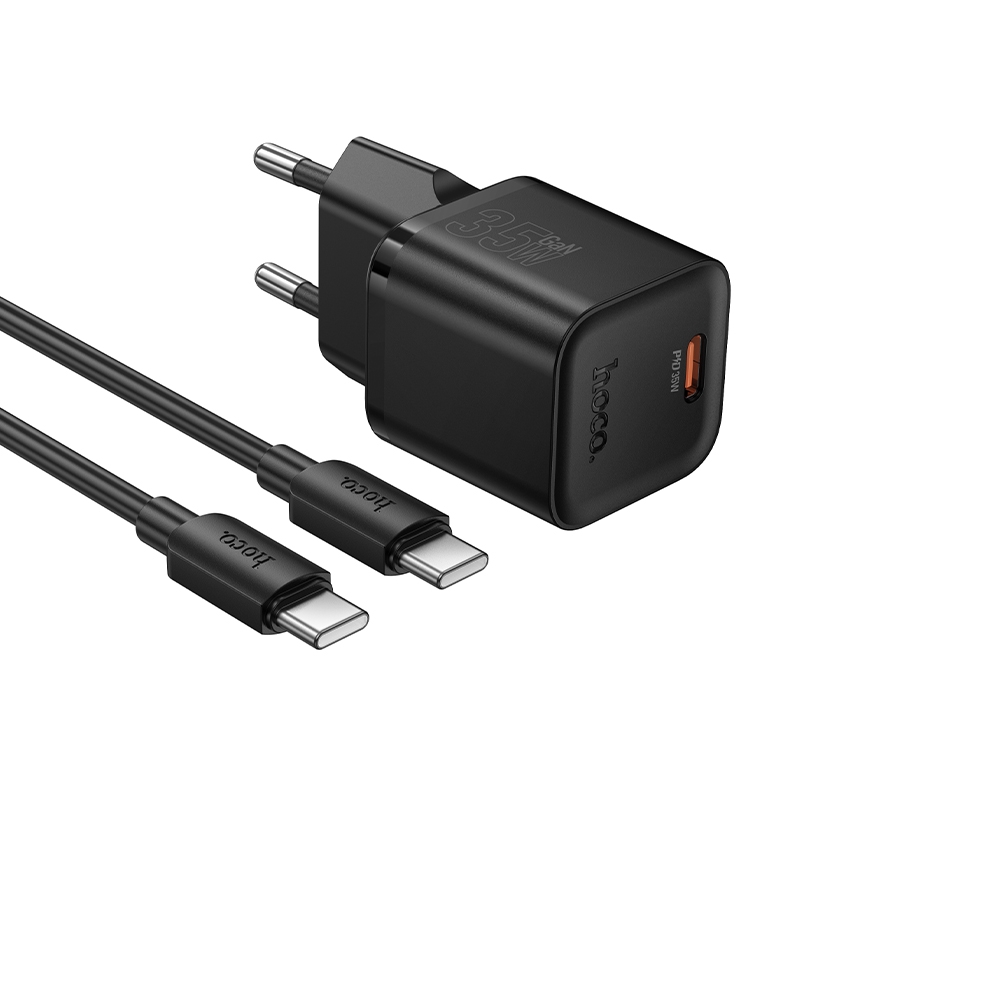 Сетевое зарядное устройство Hoco N66 Type-C PD 35W black + кабель Type-C to Type-C