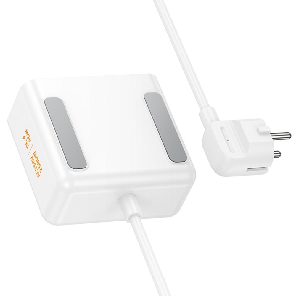 Сетевое зарядное устройство удлинитель Hoco AC28 USB/ 3 Type-C PD 45W 2 розетки 2m white