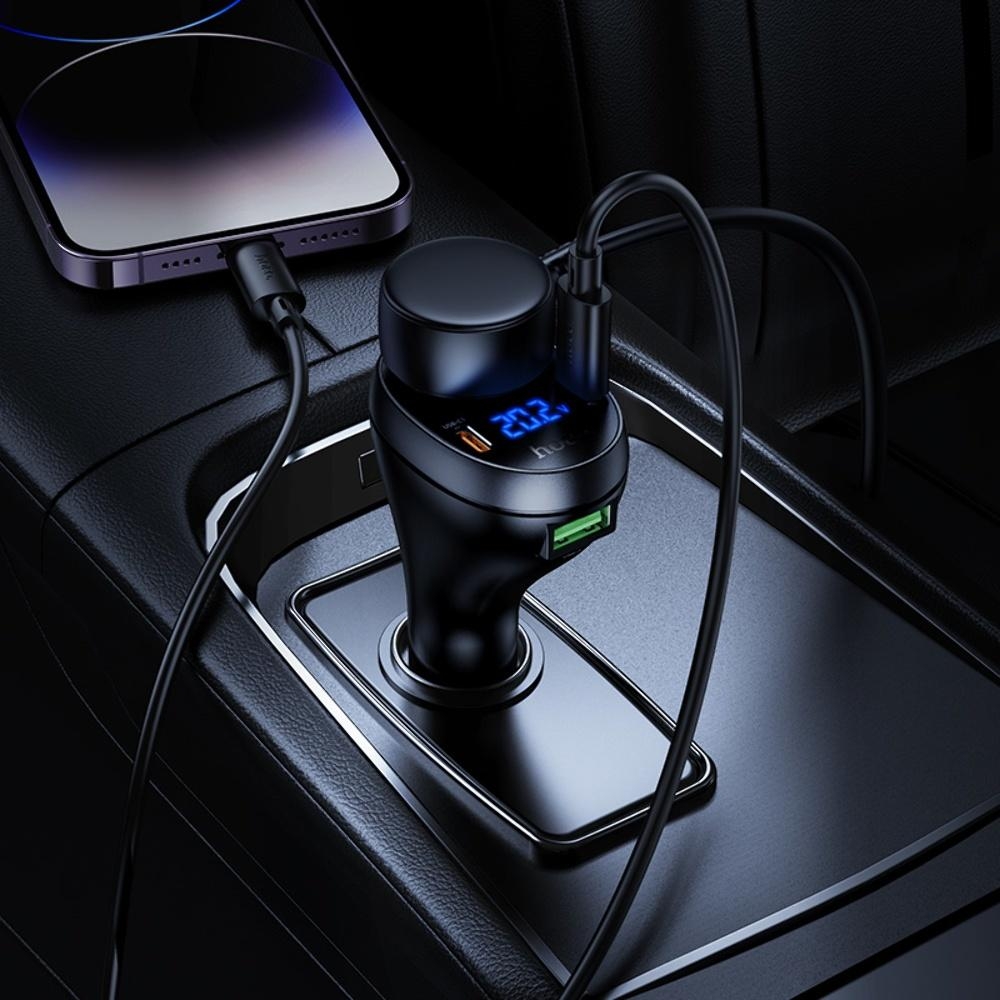 Автомобильное зарядное устройство Hoco Z61А USB/ 2 Type-C PD 60W с разъем прикуривателя и дисплеем black