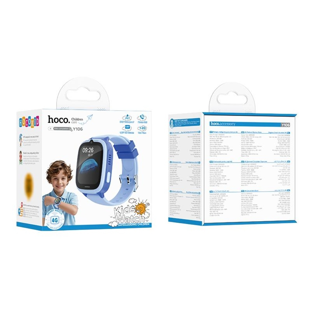 Детские смарт часы Hoco Y106 4G с функцией видеозвонка blue