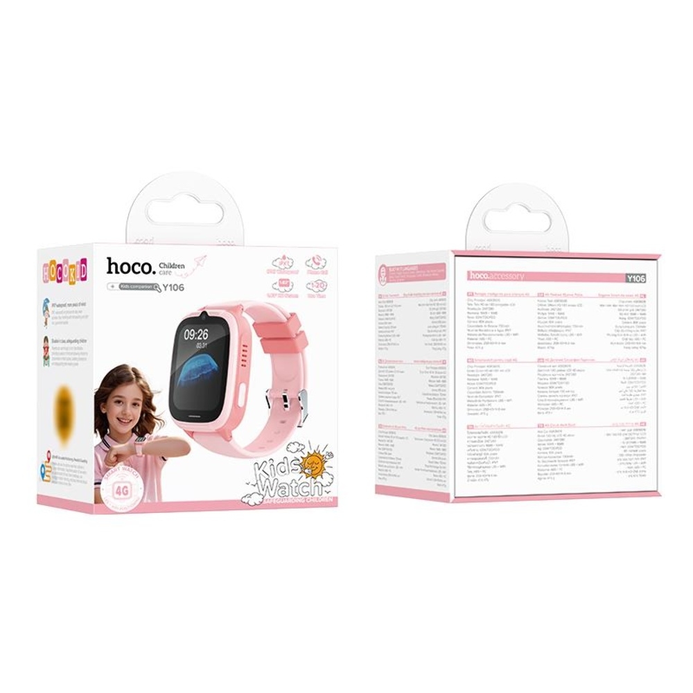 Детские смарт часы Hoco Y106 4G с функцией видеозвонка pink
