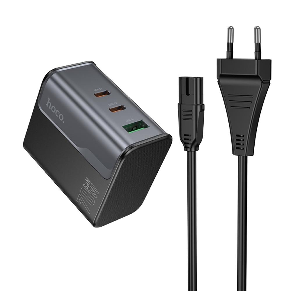 Сетевое зарядное устройство Hoco CS76A USB/ 2 Type-C PD 70W midnight black