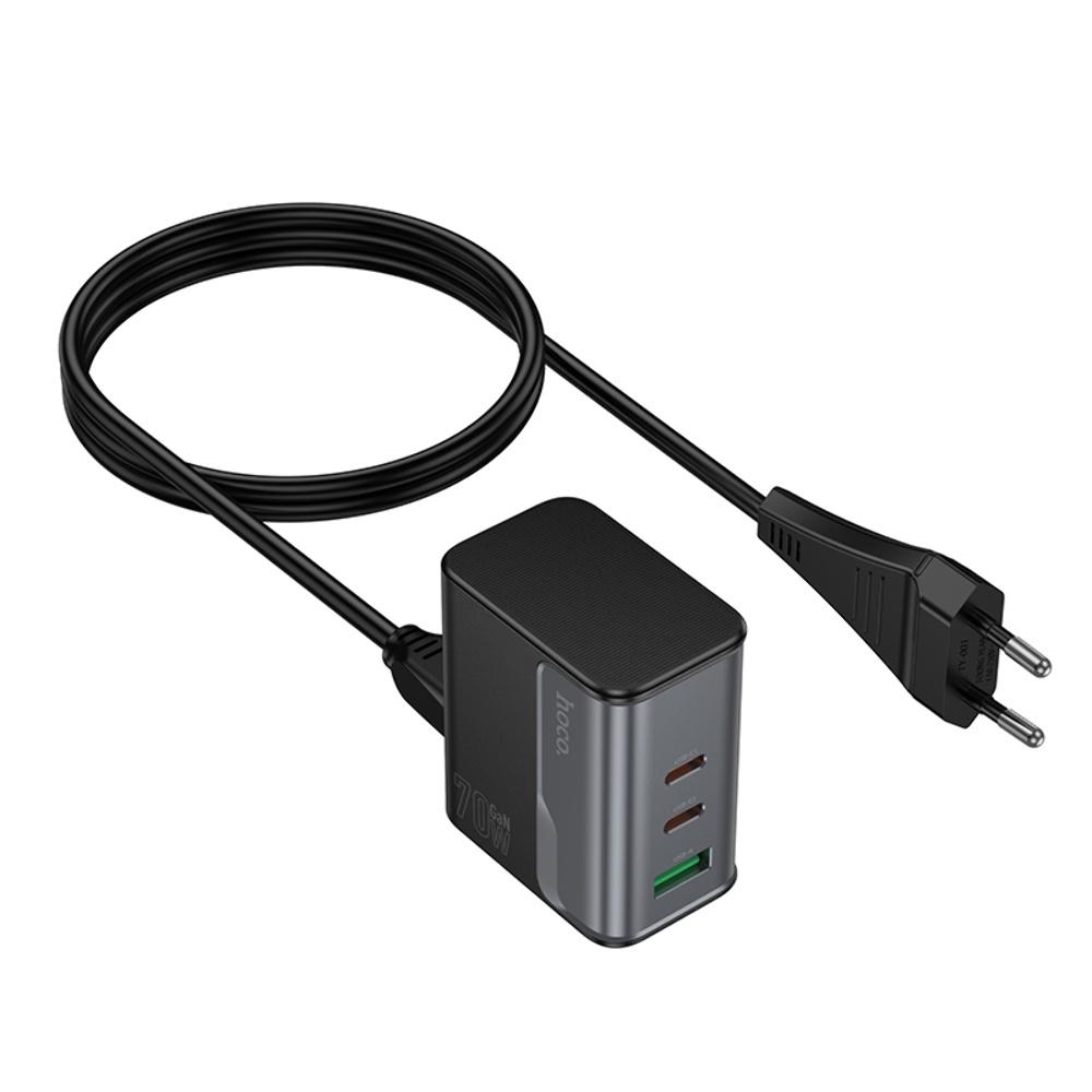Сетевое зарядное устройство Hoco CS76A USB/ 2 Type-C PD 70W midnight black