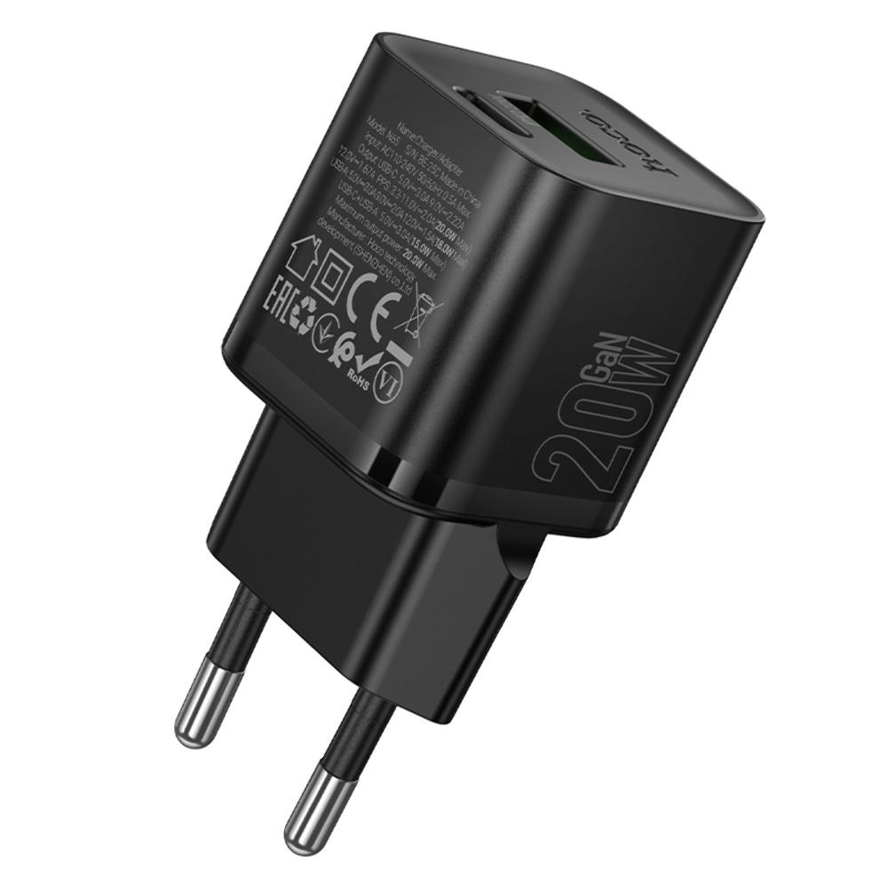 Сетевое зарядное устройство Hoco N65 USB/ Type-C PD QC black