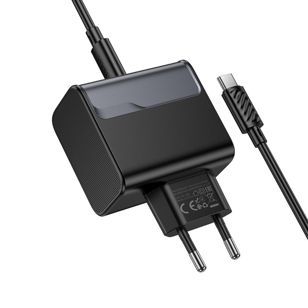 Сетевое зарядное устройство Hoco CS75A USB/ 2 Type-C PD 70W midnight black + кабель Type-C to Type-C