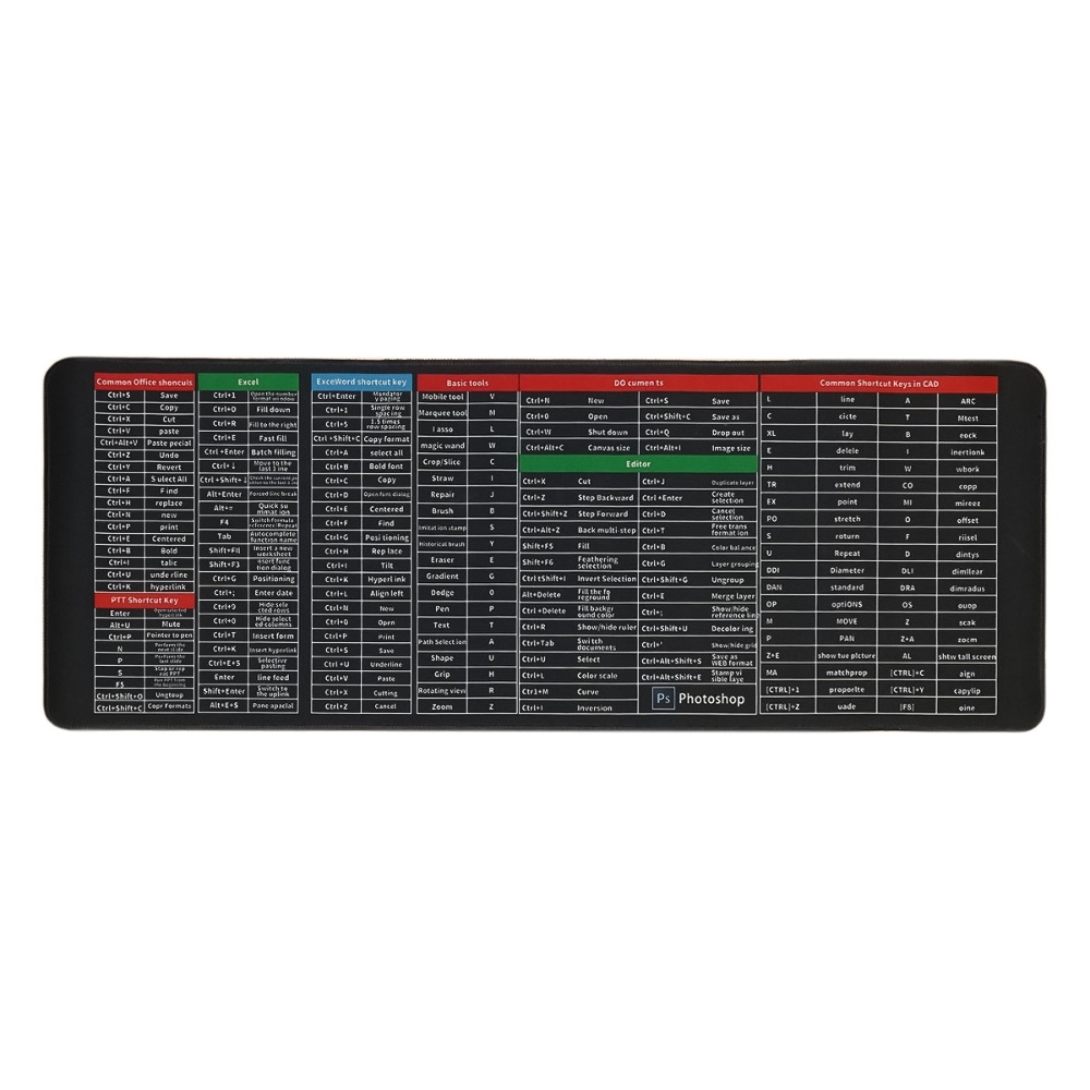 Игровая поверхность 800*300*2 mm с рисунком комбинации клавиш Windows black