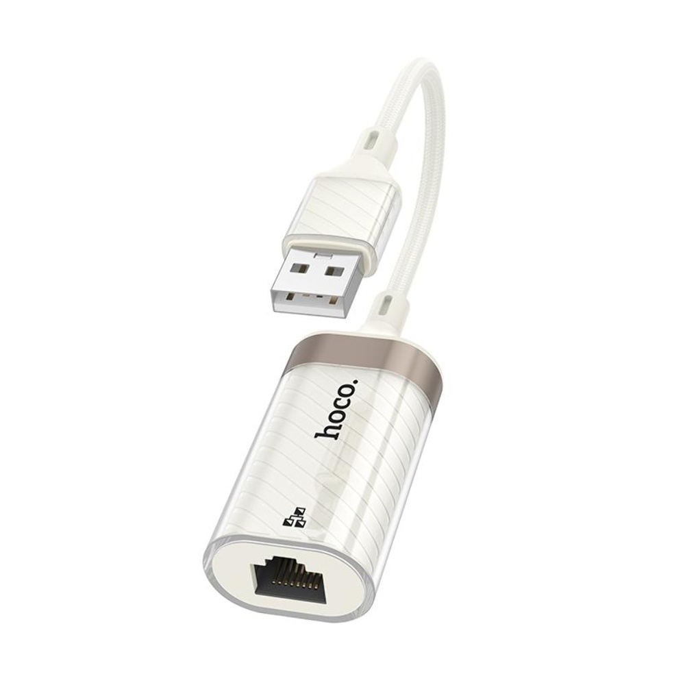 Адаптер переходник Hoco UA41 USB to RJ-45 100 mbps apricot
