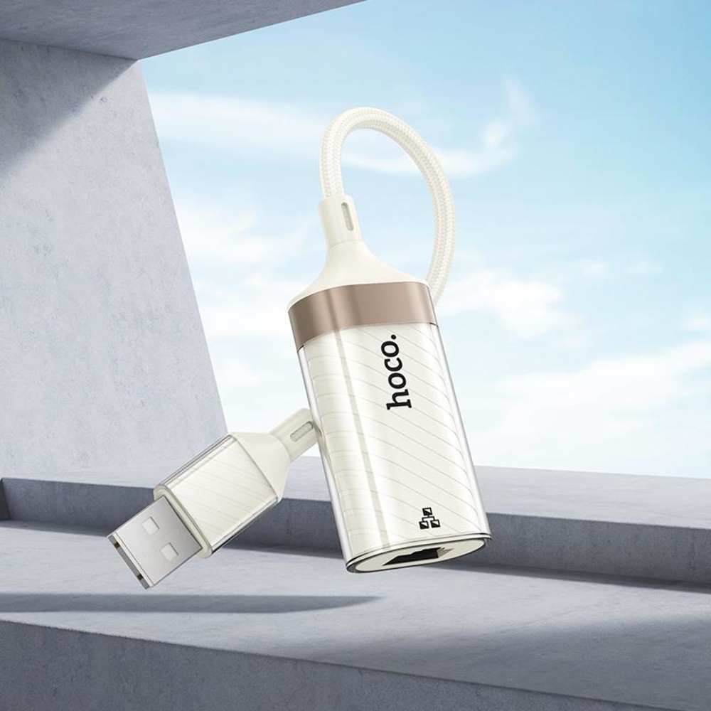 Адаптер переходник Hoco UA41 USB to RJ-45 100 mbps apricot