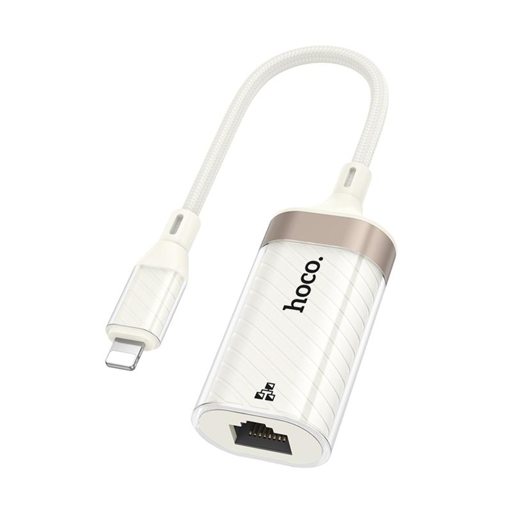 Адаптер переходник Hoco UA41A Lightning to RJ-45 100 mbps apricot