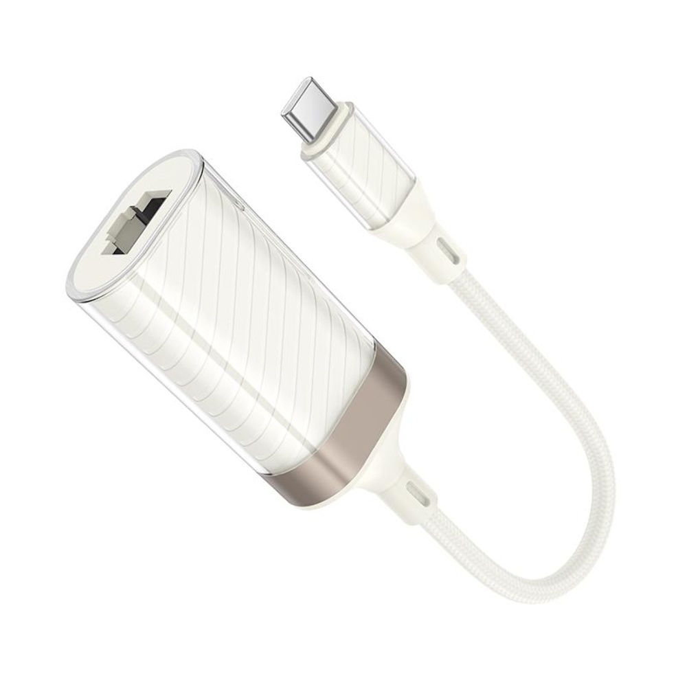 Адаптер переходник Hoco UA41B Type-C to RJ-45 100 mbps apricot
