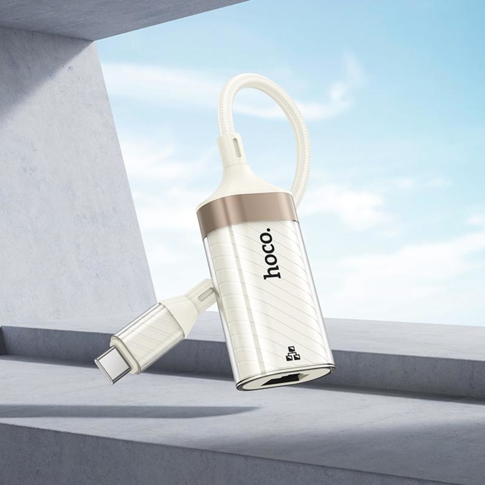 Адаптер переходник Hoco UA41B Type-C to RJ-45 100 mbps apricot