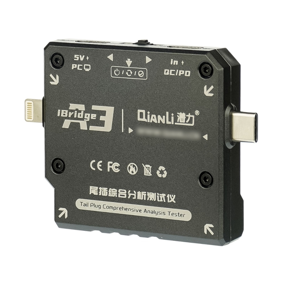 Тестер разъёмов питания QianLi iBridge A3 Type C/ Lightning с ЖК дисплеем и встроенной АКБ